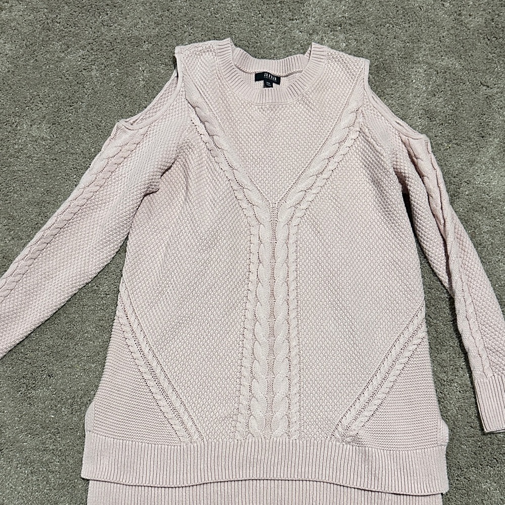 Cable Knit Cold Shoulder Sweater